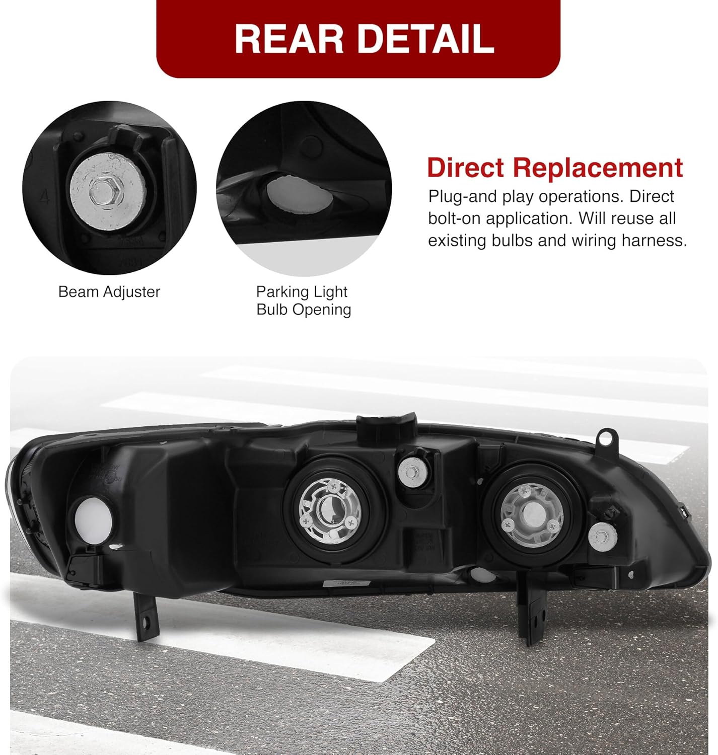 AJP Distributors JDM Front Bumper Driving Signal Headlights Head Lights Lamps Assembly Pair Left & Right Compatible/Replacement for Accord CG6 CG5 Sedan Coupe 1998 1999 2000 2001 2002 98 99 00 01 02