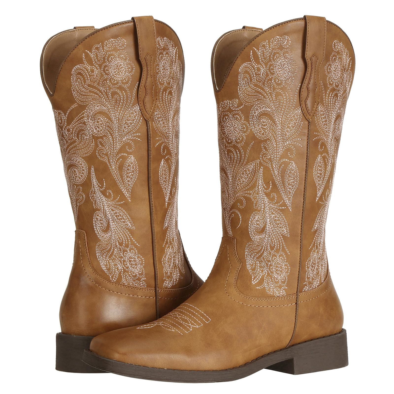 J's.o.l.e Ladies Floral Cowboy Boots for Women Square Toe Cowgirl Boots Fashion Western Boots
