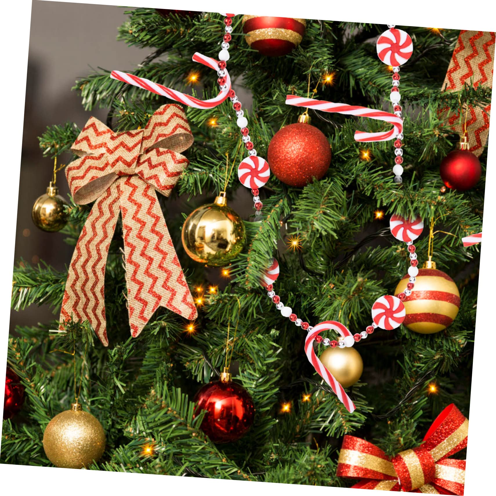 SEWACC 4stücke Weihnachtliche Zuckerperlen Girlande Dekoration Rote Und Weiße Candy Pendant Für Weihnachtsbaum Türen Fenster Wände Und Für Festliche