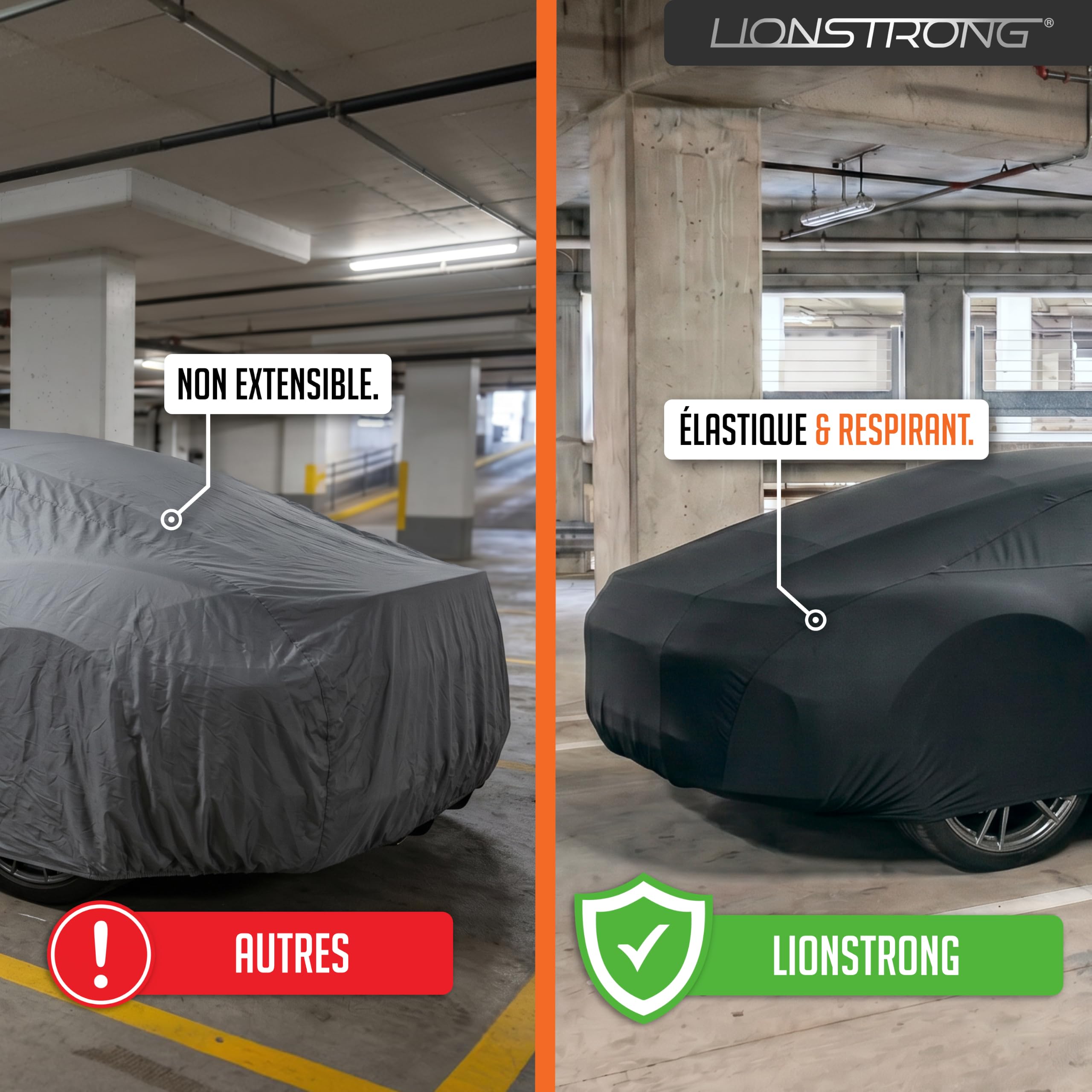 Housse de Voiture pour Usage intérieur – Protection fiable Contre poussière et saleté pour Petites Voitures, berlines et SUV – avec Sac Rangement – Maintien sûr grâce à Un élastique – Design Sportif