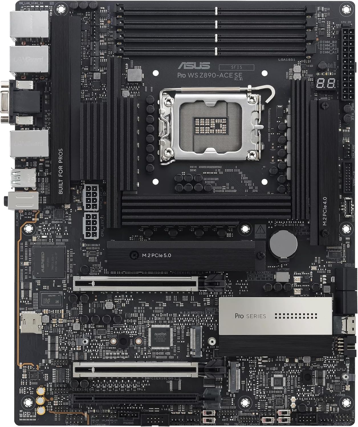 ASUS Pro WS Z890-ACE SE płyta główna Intel ATX, 16+2+1+2 fazy zasilania, gniazdo DDR5, PCIe 5.0 na karty graficzne nowej generacji, 4 gniazda M.2, porty USB-C Thunderbolt, czarny
