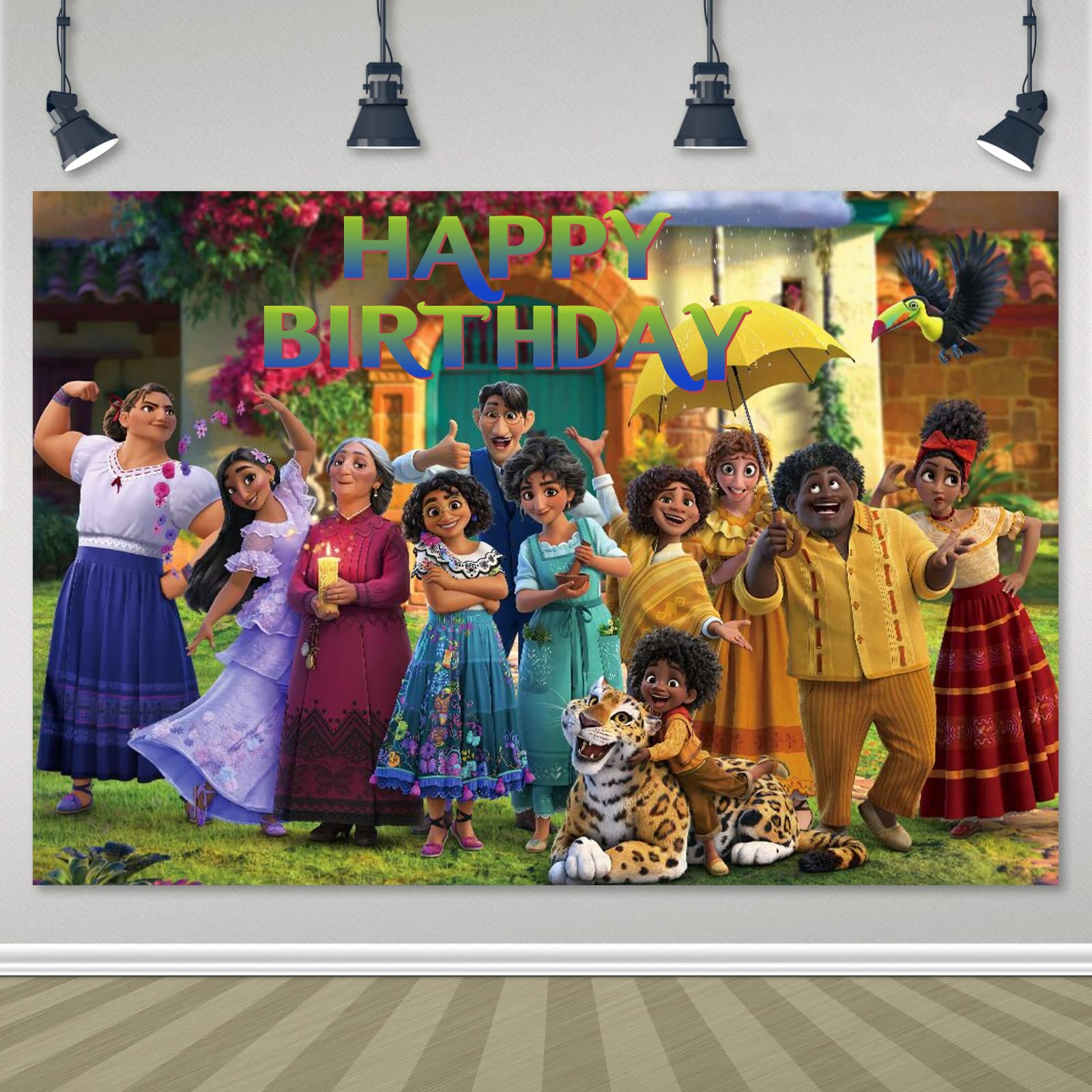 SofanlerEn-canto Birthday Party Supplies En-canto Happy Birthday Backdrop Banner Decorations for Girls Boys Kids 5 x 3 FT Background Party Decor (Green)