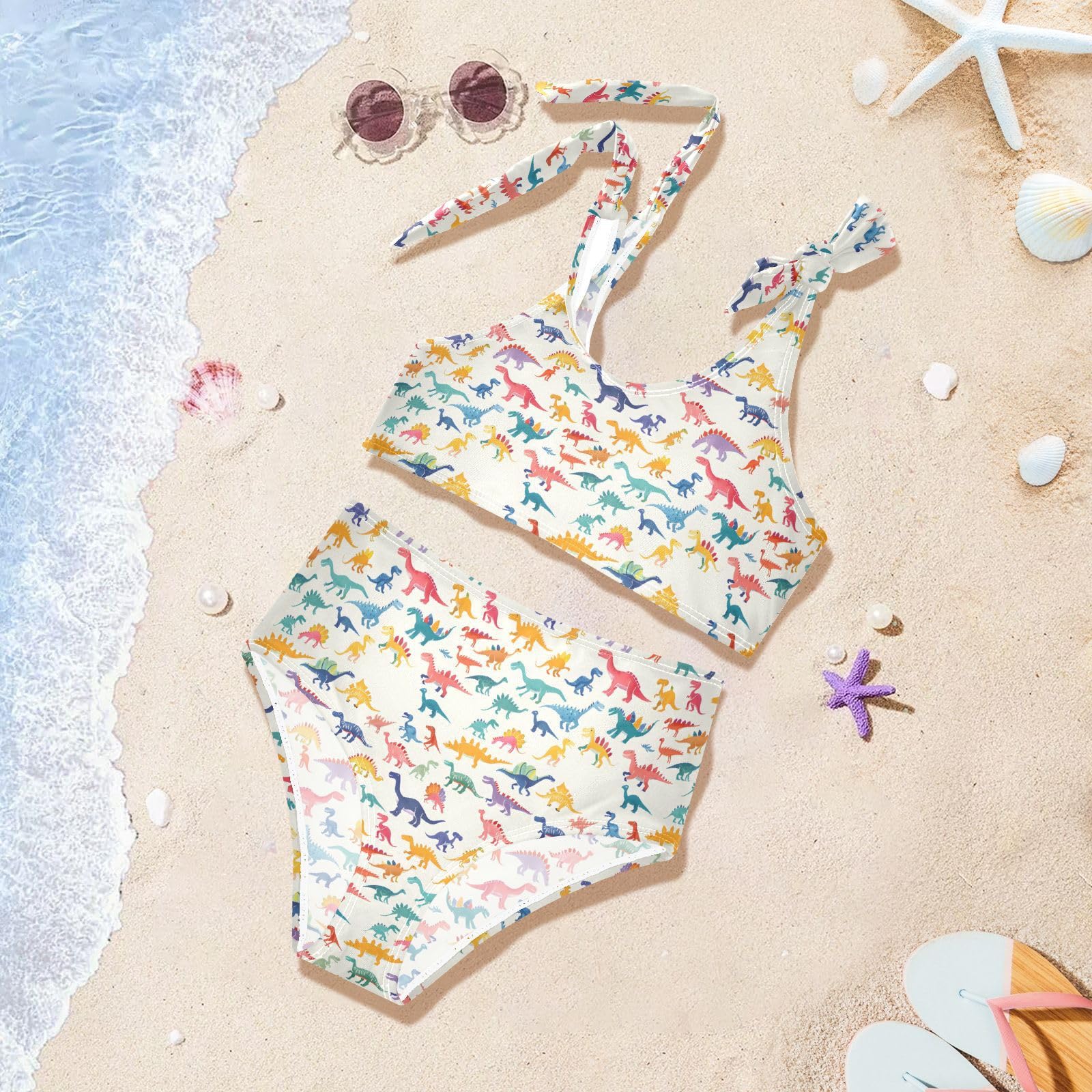 Animals Girls 2-Piece Tankini Swimsuit, Girls Bikini Swimsuits Summer Beach Bathing Suit Set, 3T Multicoloured