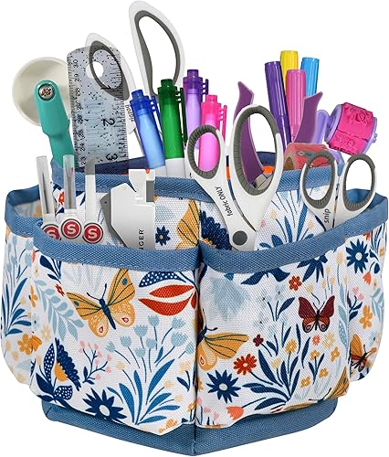 SINGER Organizador giratorio de 360 grados para mesa, encimera, almacenamiento, suministros de costura, suministros de arte con compartimentos,