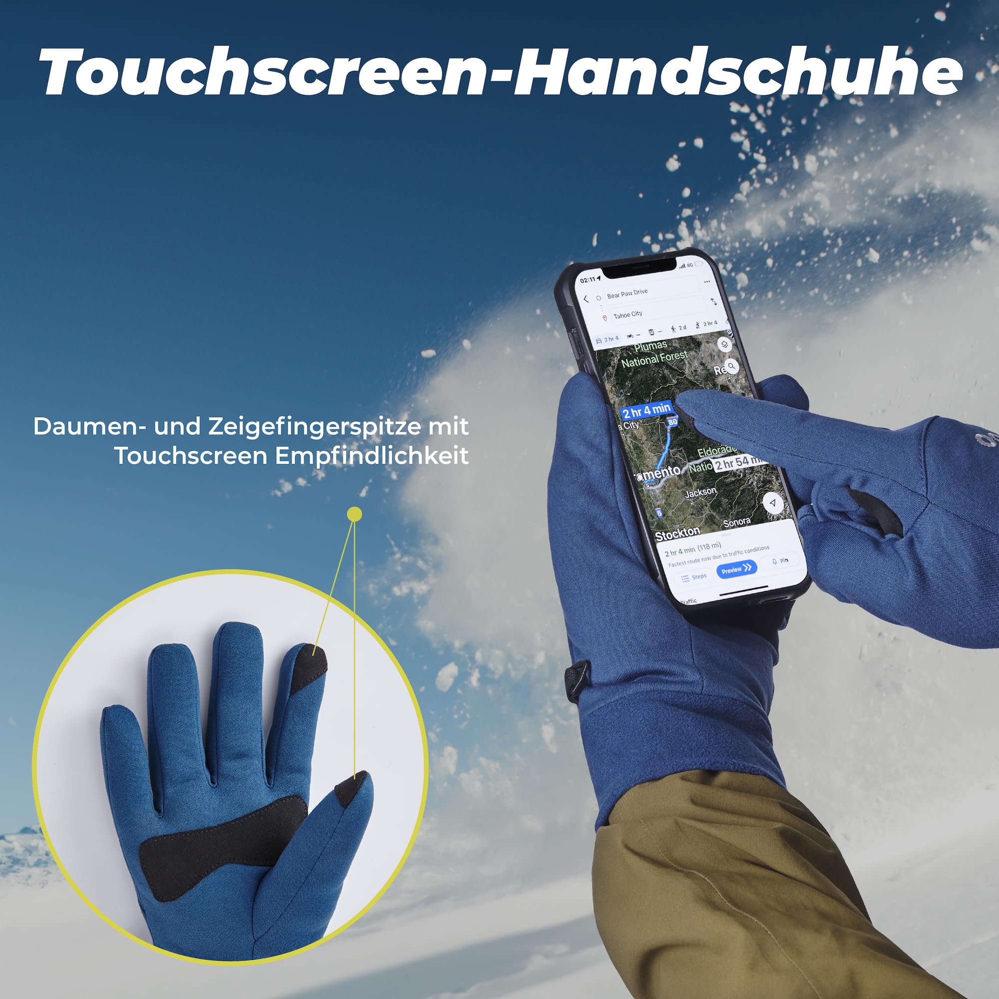 OOZi Guantes de invierno para hombre y mujer, guantes térmicos para pantalla táctil, resistentes al viento, forro de peso medio para correr, ciclismo, conducción, senderismo