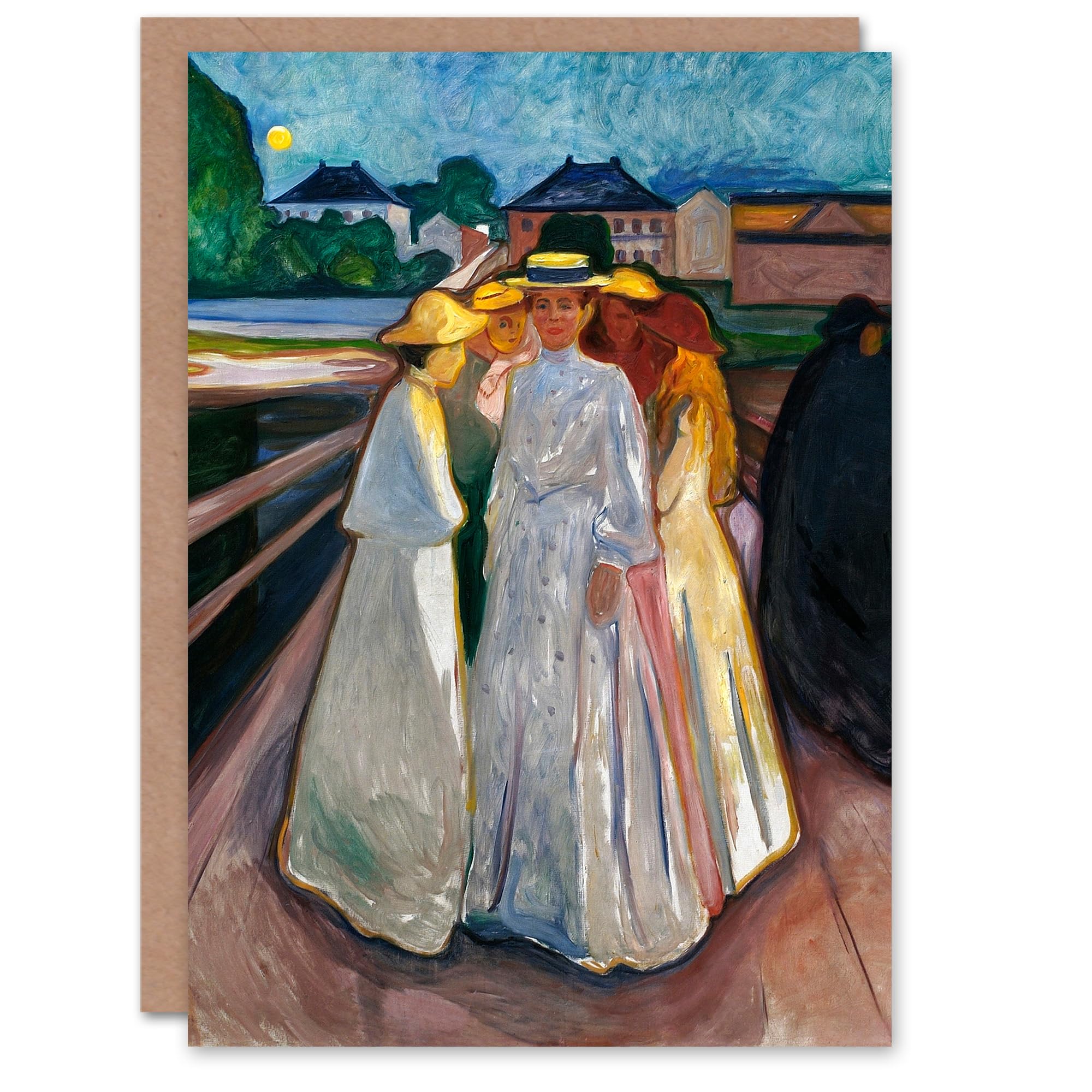 Artery8 Edvard Munch Art Card Group of Women On the Bridge