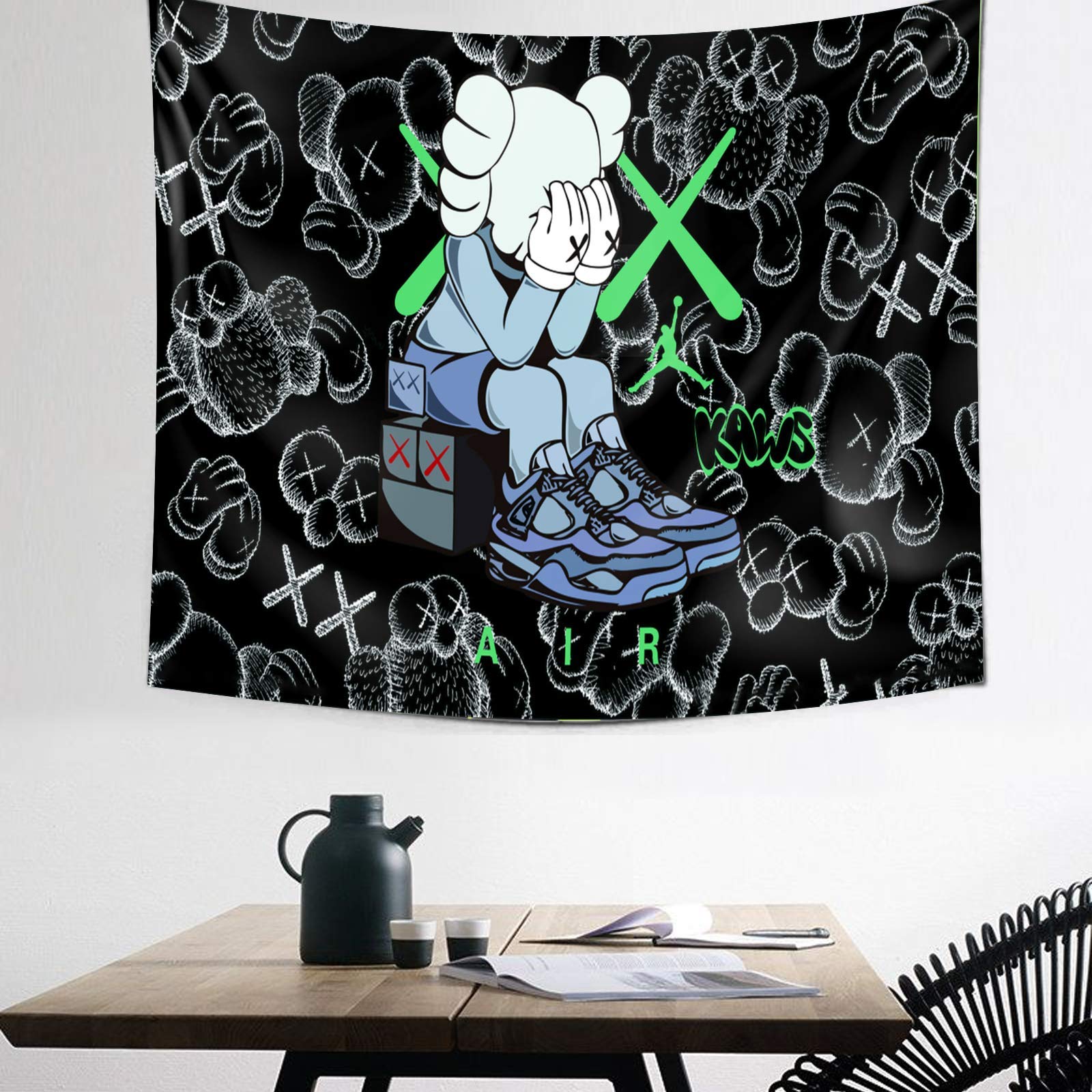 ZTEEG Tapestry Wall Hanging,60x40in k-a-w-s Art Tapestry Green Tapestry Large Tapestry for Bedroom Living Room Dorm Decor Home Decoration Art Tapestry