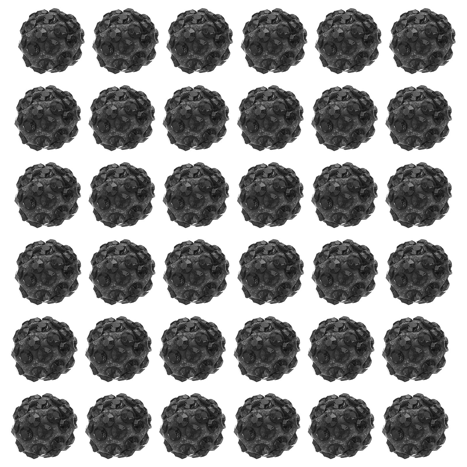 PATIKIL 10mm Rhinestone Clay Beads for Jewelry Making, 60 Pack Round Ball Polymer Clay Crystal Charm Beads for Craft Decor Necklace Chain Bracelets DIY, Black