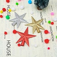 Vista 4 de Aneco - Juego de 3 adornos de estrella de árbol de Navidad de 6 pulgadas con purpurina, mini estrella para punta de árbol de Navidad, para árboles