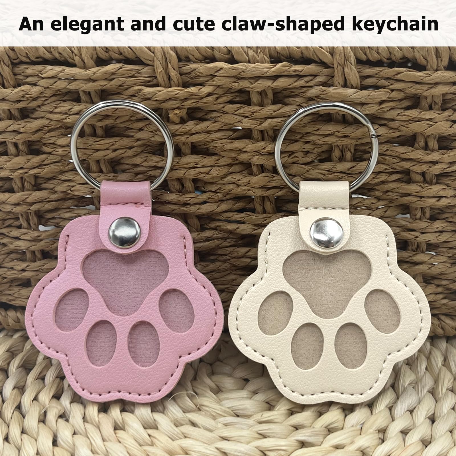 Duuclume Personalized Pet Hair Keepsake Box for Dog Pets Hair Storage Pouch Fur Memorial Keyring for Pet Commemorative,Dog Cat Paw Shape Leather Keychain Pendant (Pink & White) - Image 3
