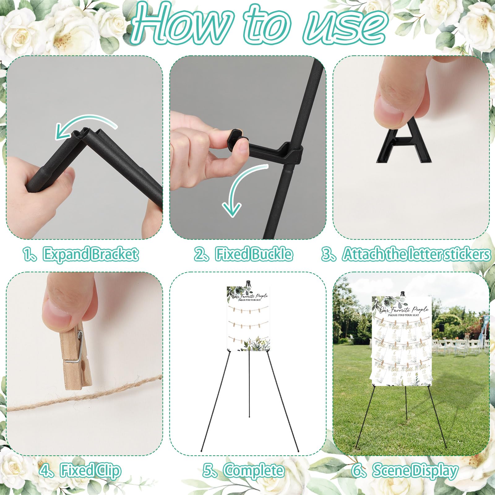 Pinkunn Greenery Hochzeits-Sitzdiagramm mit Staffelei, 39 x 60 cm, rustikales Holz-Sitzdiagramm, Aufschrift "Please Find Your Seat Sign for Baby & Bride Shower Wedding Sign Decor"