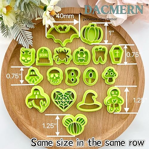 Miniatura 4 de Dacmern Cortadores de arcilla polimérica de Halloween, 18 formas para joyas de arcilla polimérica, fantasmas y calabazas, cortadores de aretes de