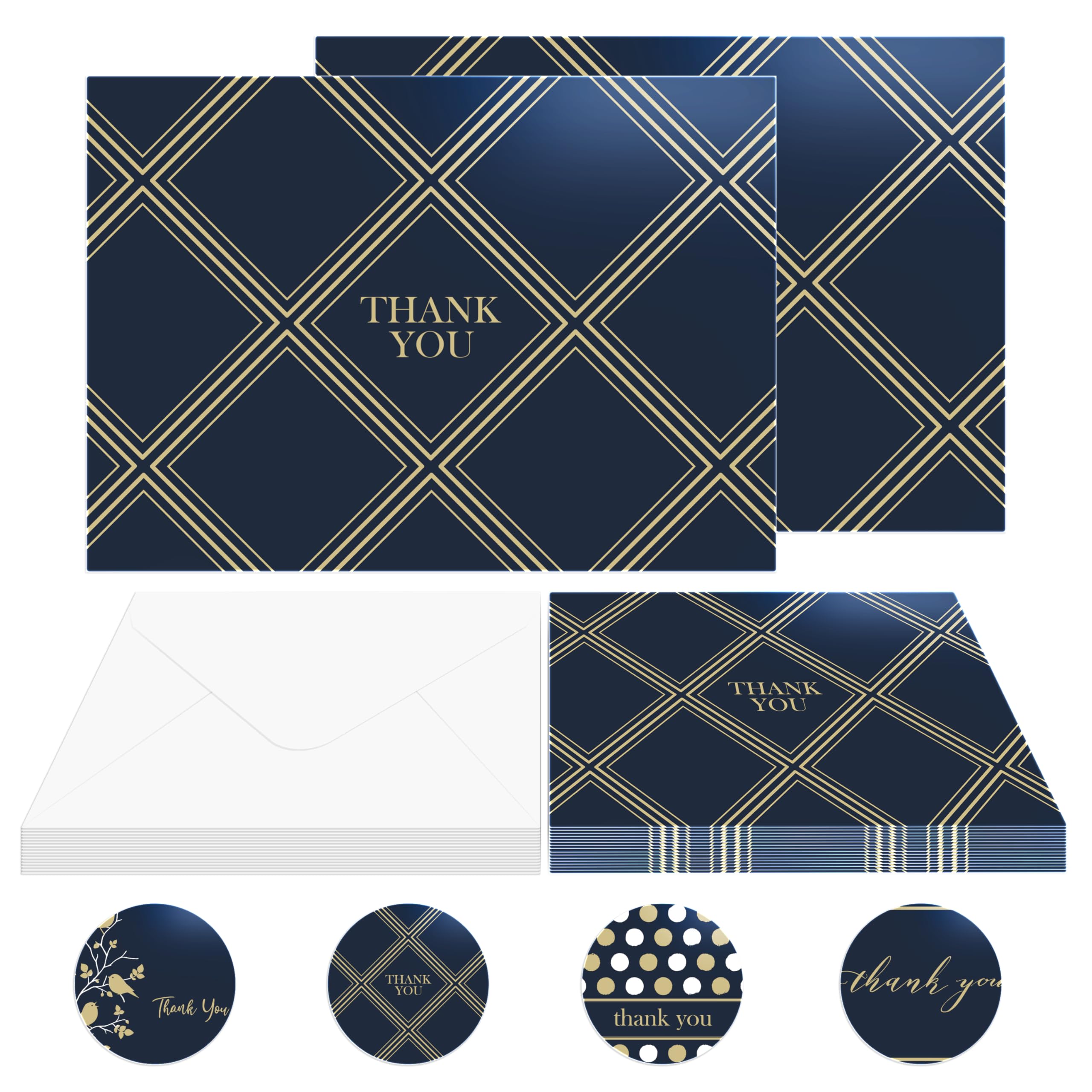 100 Thank You Cards with Envelopes Bulk| Made in USA | 4 x 6 Personalized Blank Thank You Notes for Graduation 2025, Wedding, Small Business, Bridal & Baby Shower, Funeral