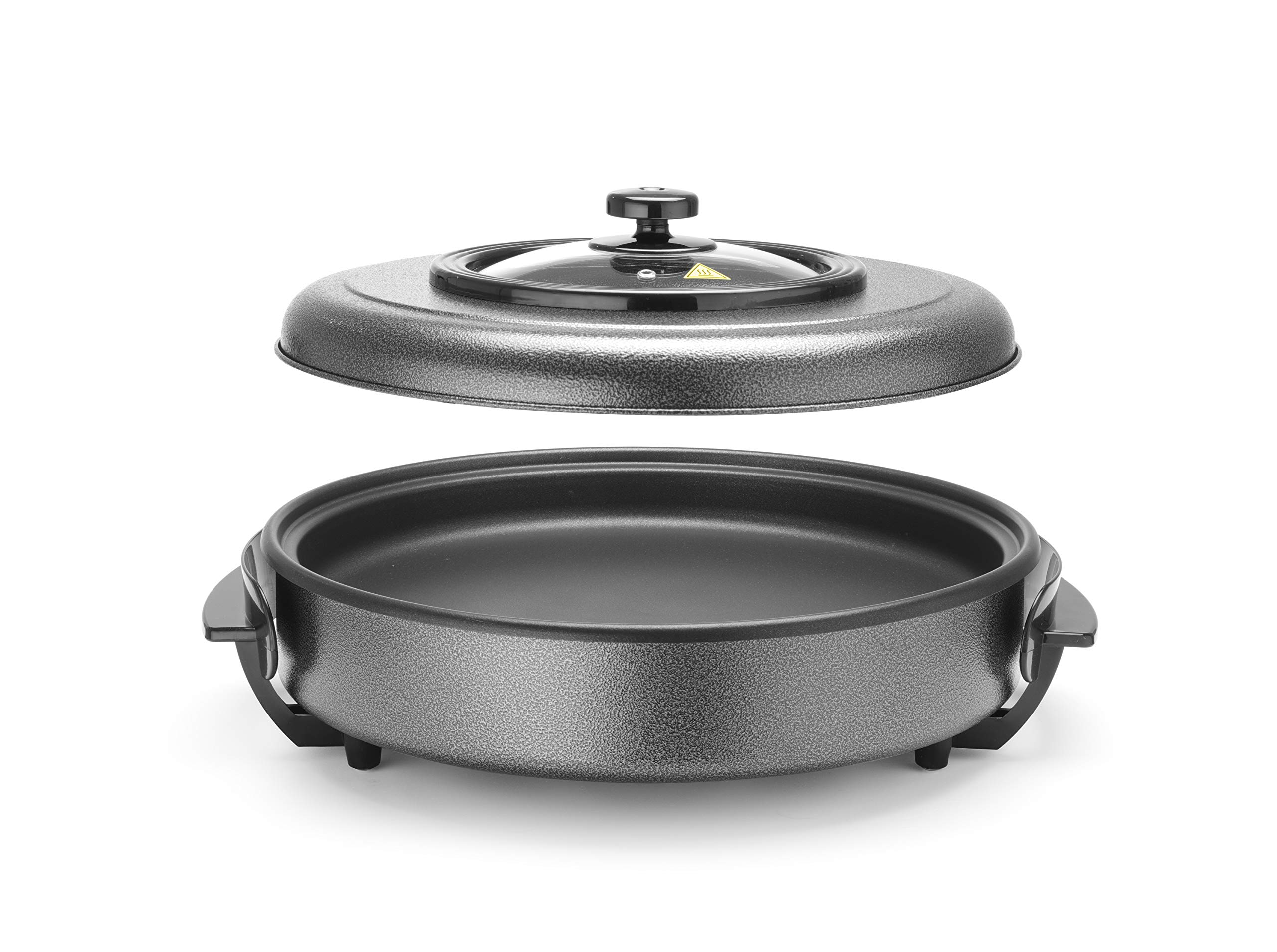 HENDI Padella elettrica multifunzione, per feste, per paella, rivestimento antiaderente, termostato, con coperchio, interno: ø40cm profondità: 5cm, 230V, 1400W, ø500x(H)190mm, alluminio