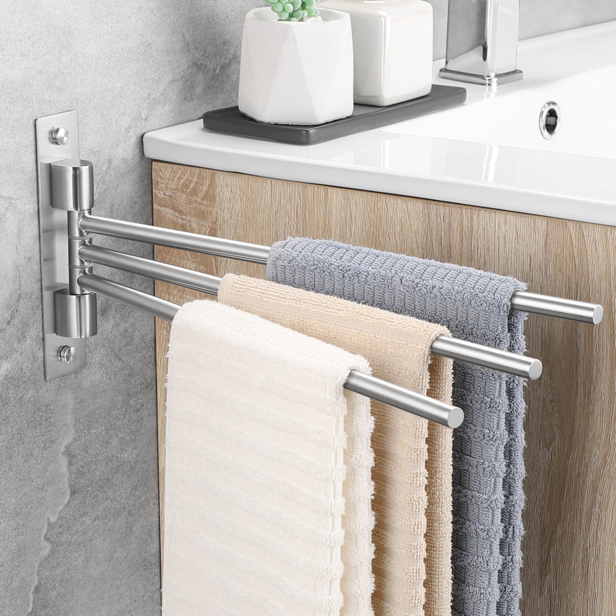Portasalviette Telescopico Ovimar Lyngvig | Acciaio Inox Argento, Allungabile Con Due Aste, Per Bagno E Cucina, Da Forare O Incollare, Design Moderno