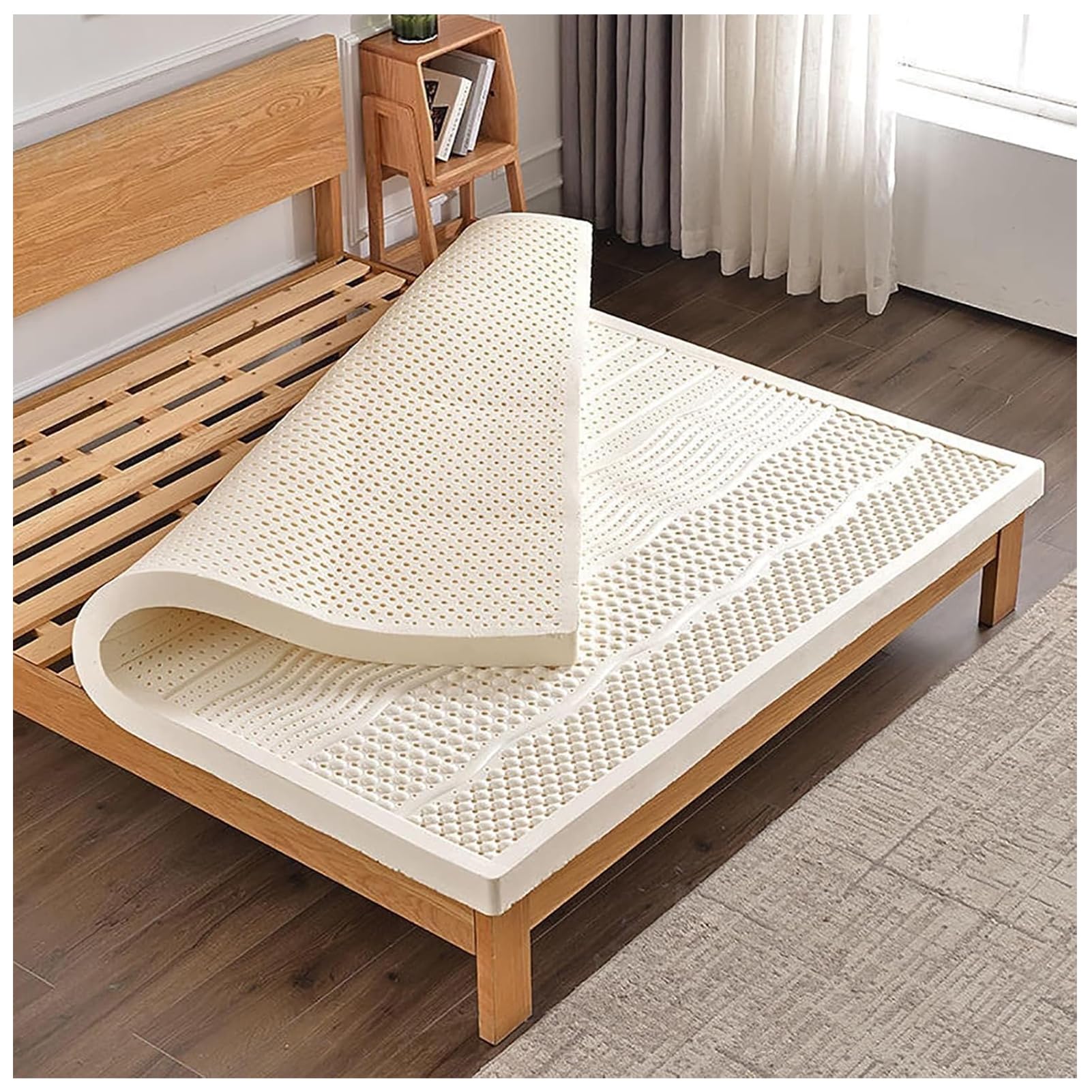 Surmatelas latex organique 130 x 220 cm respirant et confortable epaisseur 5 cm