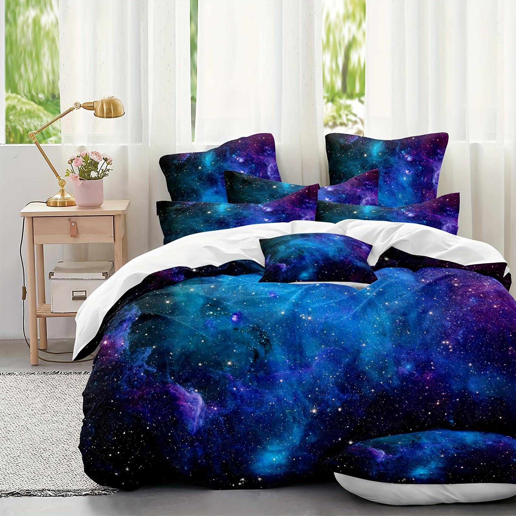 Housse de couette galaxie douce et confortable, parure anti-stress pour un sommeil réparateur