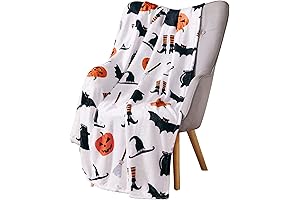 Serafina Home: Halloween Throw Blanket: Fuzzy Witch & Caldron