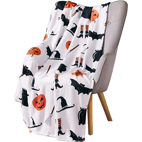 Serafina Home: Halloween Throw Blanket: Fuzzy Witch & Caldron
