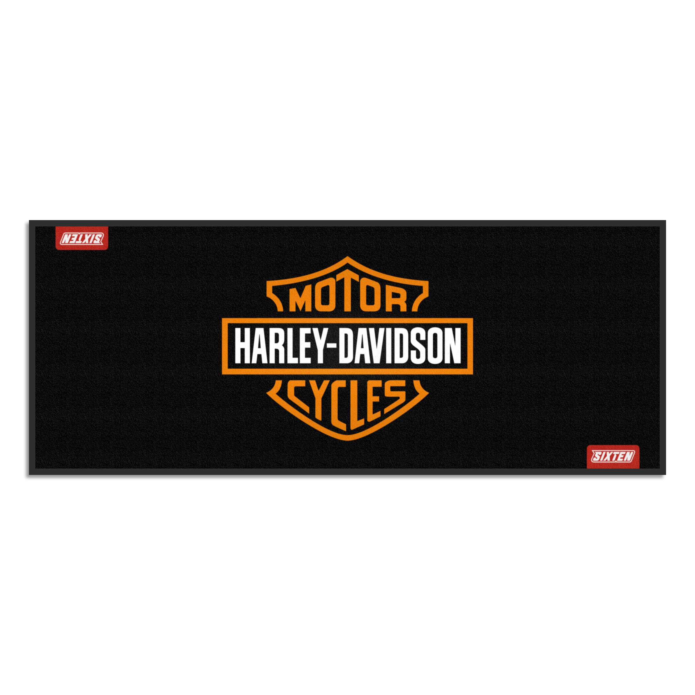 SIXTEN Harley Davidson Classic Motorradteppich 100x200 - Umweltfreundliche Garage und Paddock Matte - Waschbar, ölabsorbierend und umweltfreundlich - Schutzmatten für Motorräder