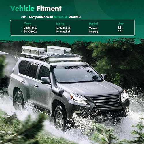 Miniatura 3 de SCITOO Kit de esnórquel de repuesto compatible para Mitsubishi Pajero NM Series Petrol 6G74 3.5Litre-V6 Diesel 4M41-T 3.2Litre-I4 Negro