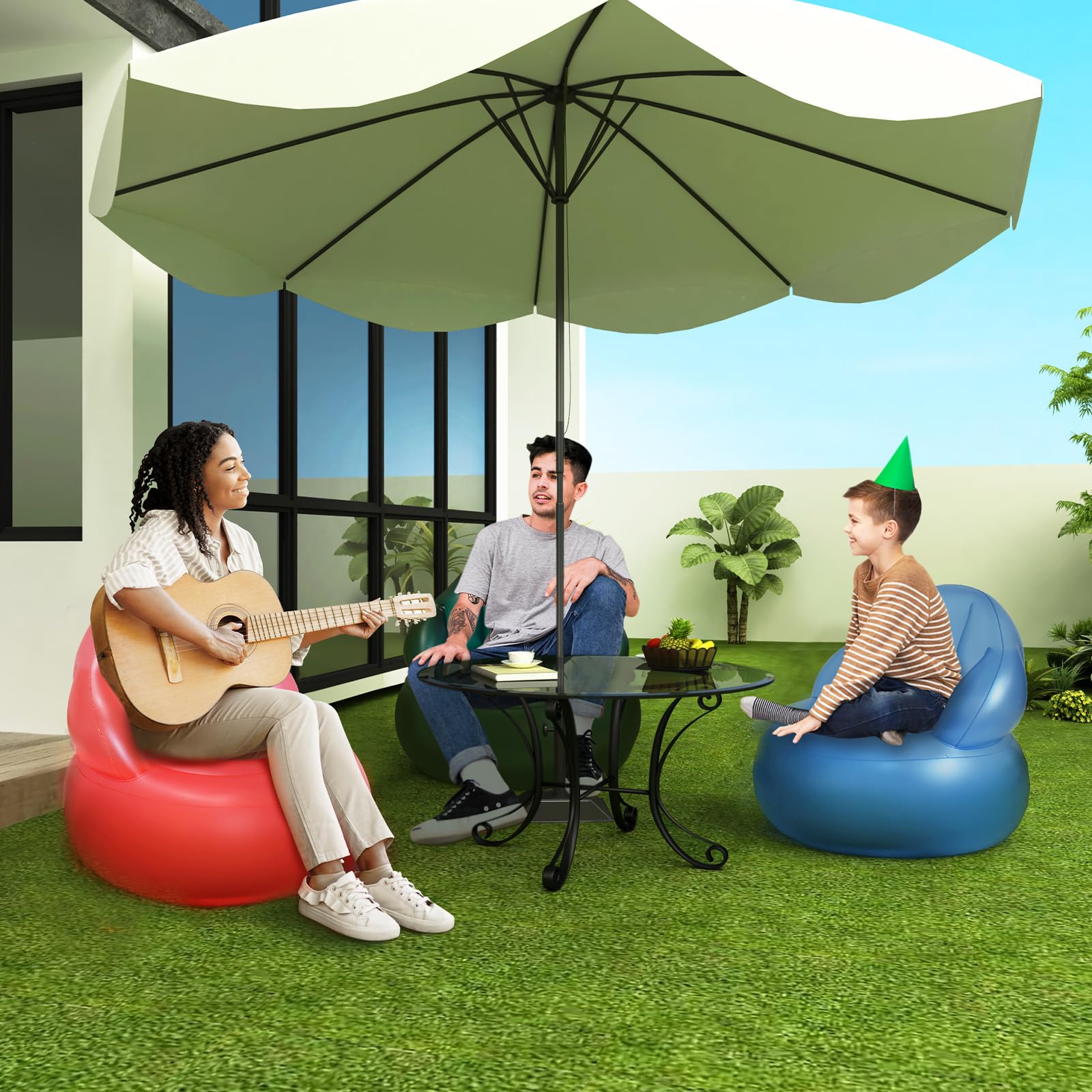 INFLATOAST Inflatable Couch,Inflatable Chair,Blow Up Couch,Inflatable Furniture With Hand Pumps,3 Colors Portable Couch For House Party, Yard, Indoor,Camping, Room,Fishing,Coffee (Discounted Set)3 Pcs
