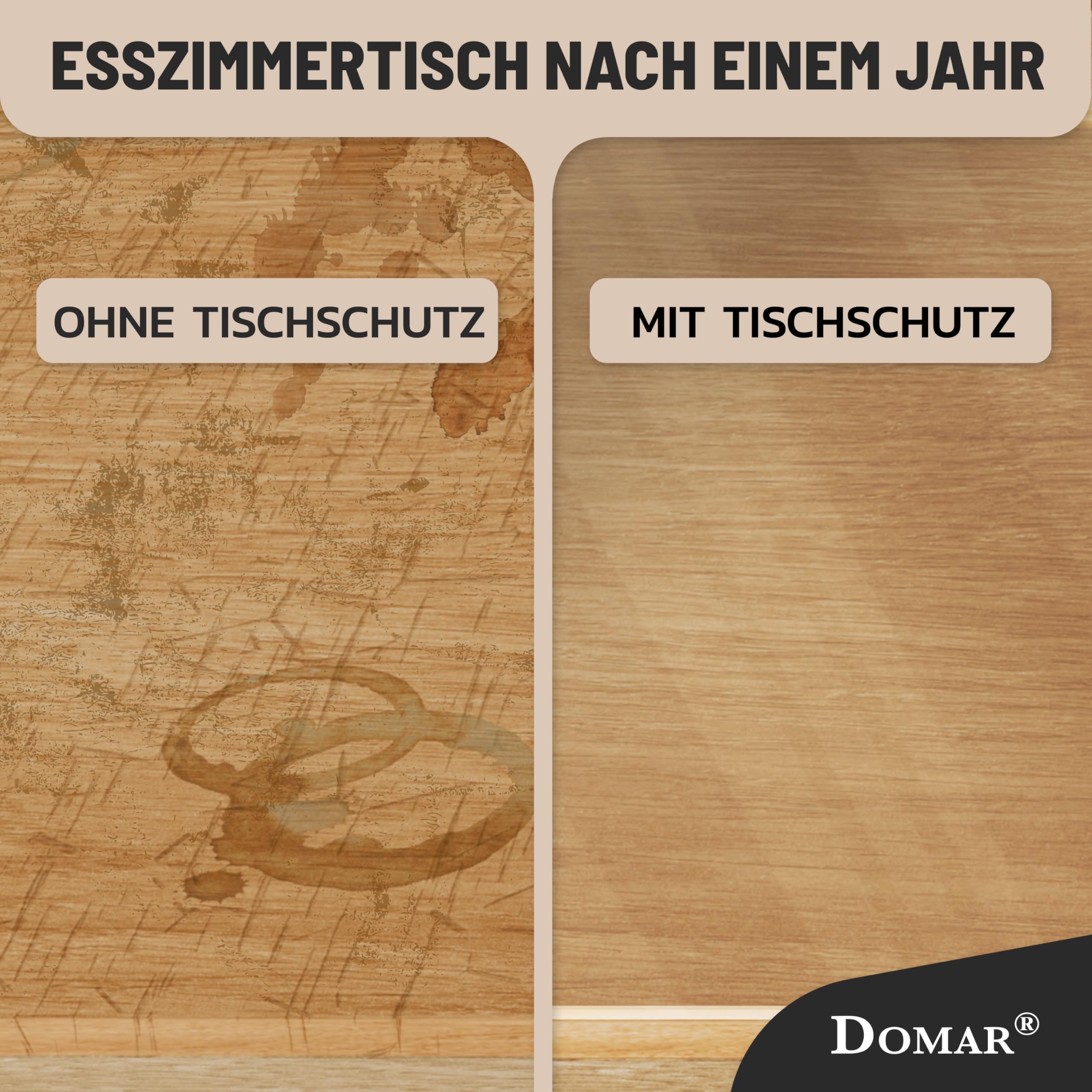 Domar - Pellicola trasparente da tavolo 2 mm in base alla misura – Made in Germany I Tovaglia trasparente con bordo smussato, affidabile protezione del tavolo trasparente per una protezione ottimale