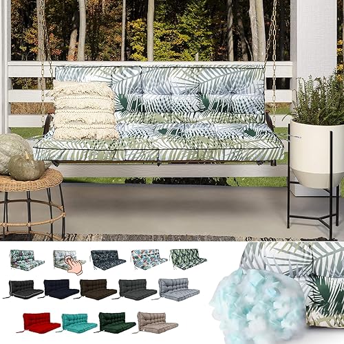 Miniatura 20 de Cojines de columpio para porche, cojines de columpio de 55 pulgadas para muebles de exterior, impermeables, repuesto de cojín grueso mejorado,