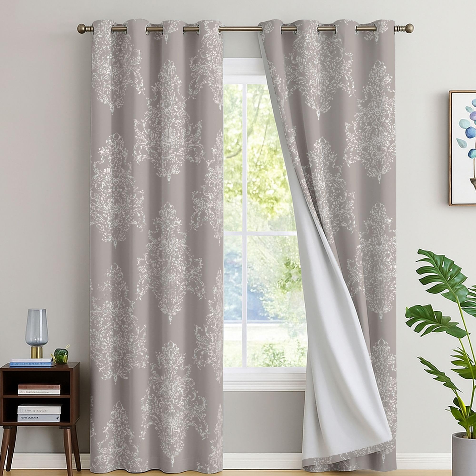 EverSoft Bedding Floral Blackout Curtains 2 Panels - 46" x 54" - Thermal Insulated & Soundproof Flower Print Eyelet Drapes for Small Windows