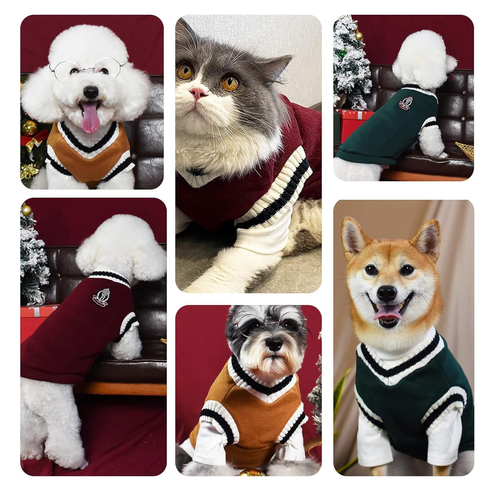 PETCUTE Pull pour Animaux de Compagnie de Noël,Manteau d'hiver pour Chien,Vêtements pour Chiens pour Petits Chiens, Chihuahua Vêtements,Vêtement d'hiver pour Chatons Chiots