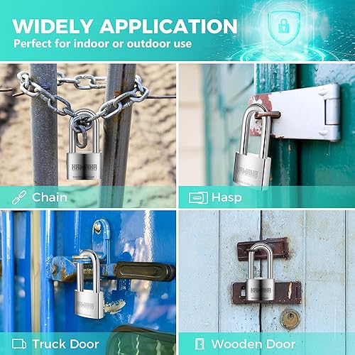 Miniatura 7 de 4150LKD-3SK Candado de acero inoxidable de alta seguridad con grillete largo de 2 pulgadas (1.969 in) con llave para uso en interiores y exteriores