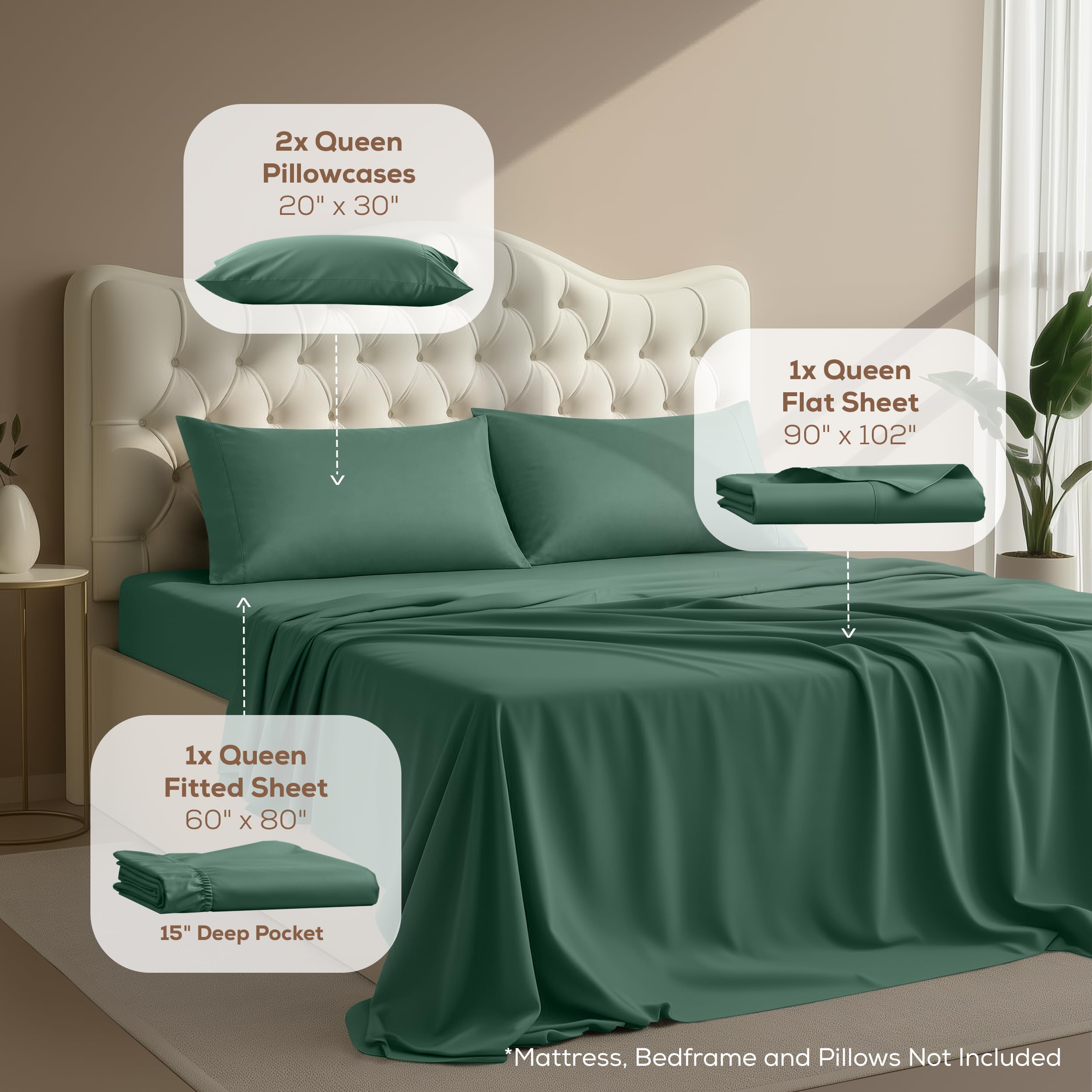 新品❗️ユートピアベッディング Utopia Bedding 寝具　クイーン Amazon.com: Utopia Bedding Queen Size Sheet Set – 4 Piece Bed