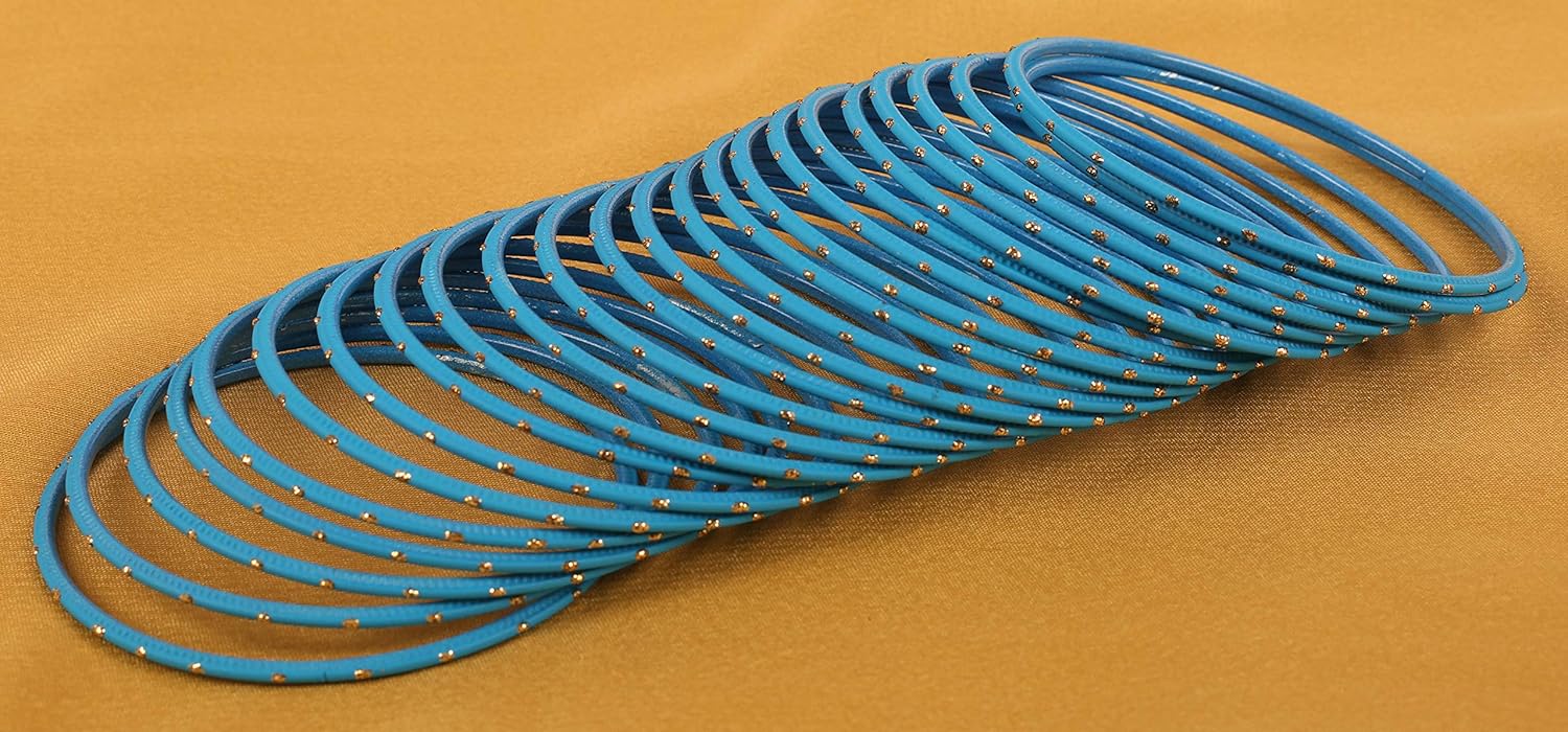 Touchstone Colorful Bangle Collection Indian Bollywood Exclusive Golden Glaze Exotic Textured Colorful Designer Jewelry Bangle Bracelets Set of 24 for Women. - Image 3