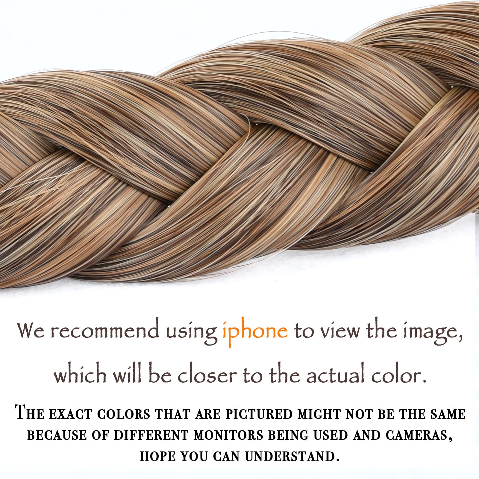 BOBIYA 3 Strand Synthetic Hair Braided Headband Classic Chunky Wide Plaited Braids Elastic Stretch Hairpiece for Women Girl Beauty Accessory (Dark Blonde) - Image 4