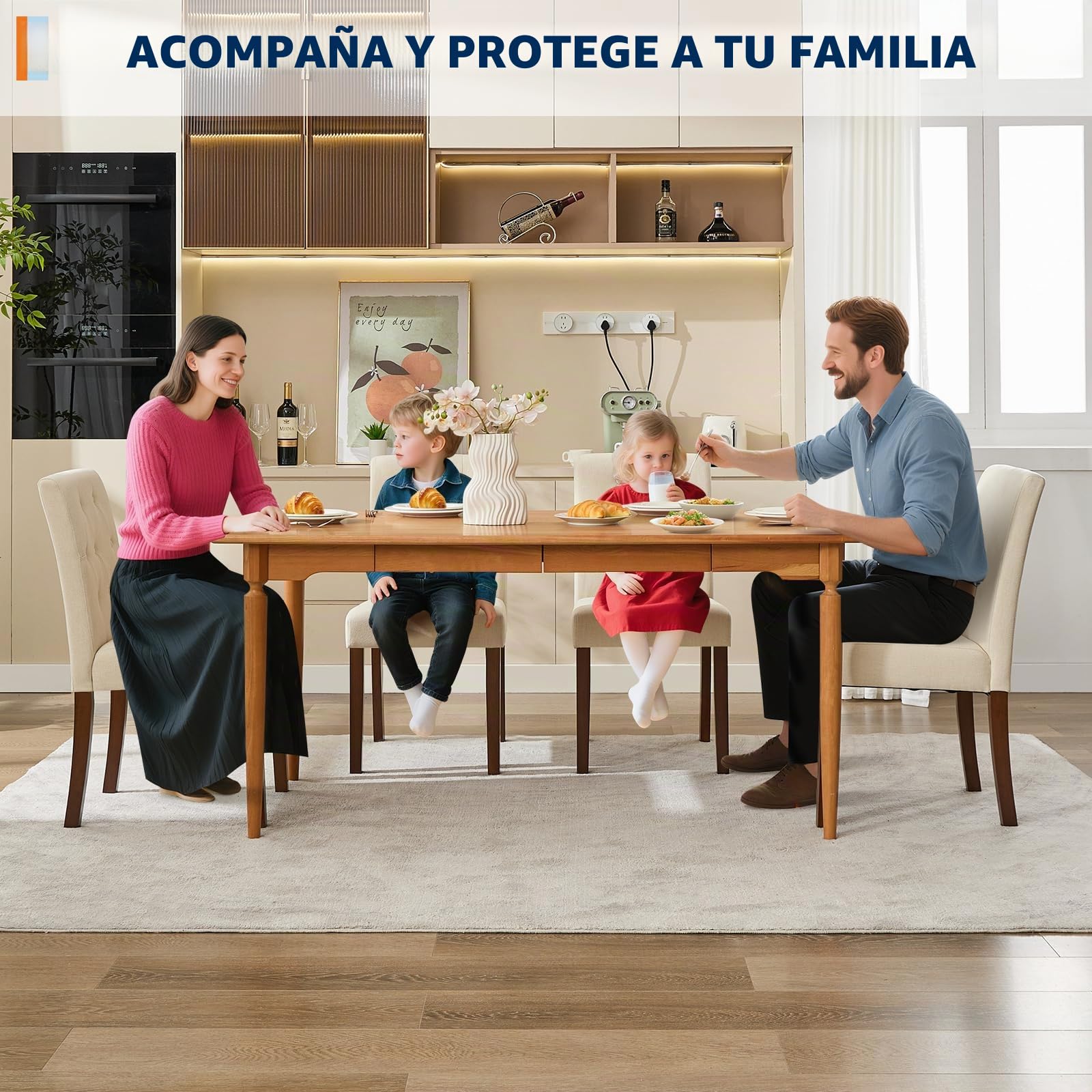 Sillas De Comedor Modernas Tapizadas - Juego 2 con Lino Gris, Diseño Parsons, Patas Madera Resistentes, Respaldo Alto Comodidad para Comedor, Cocina, Restaurante Paquete Lino (Beige 2)