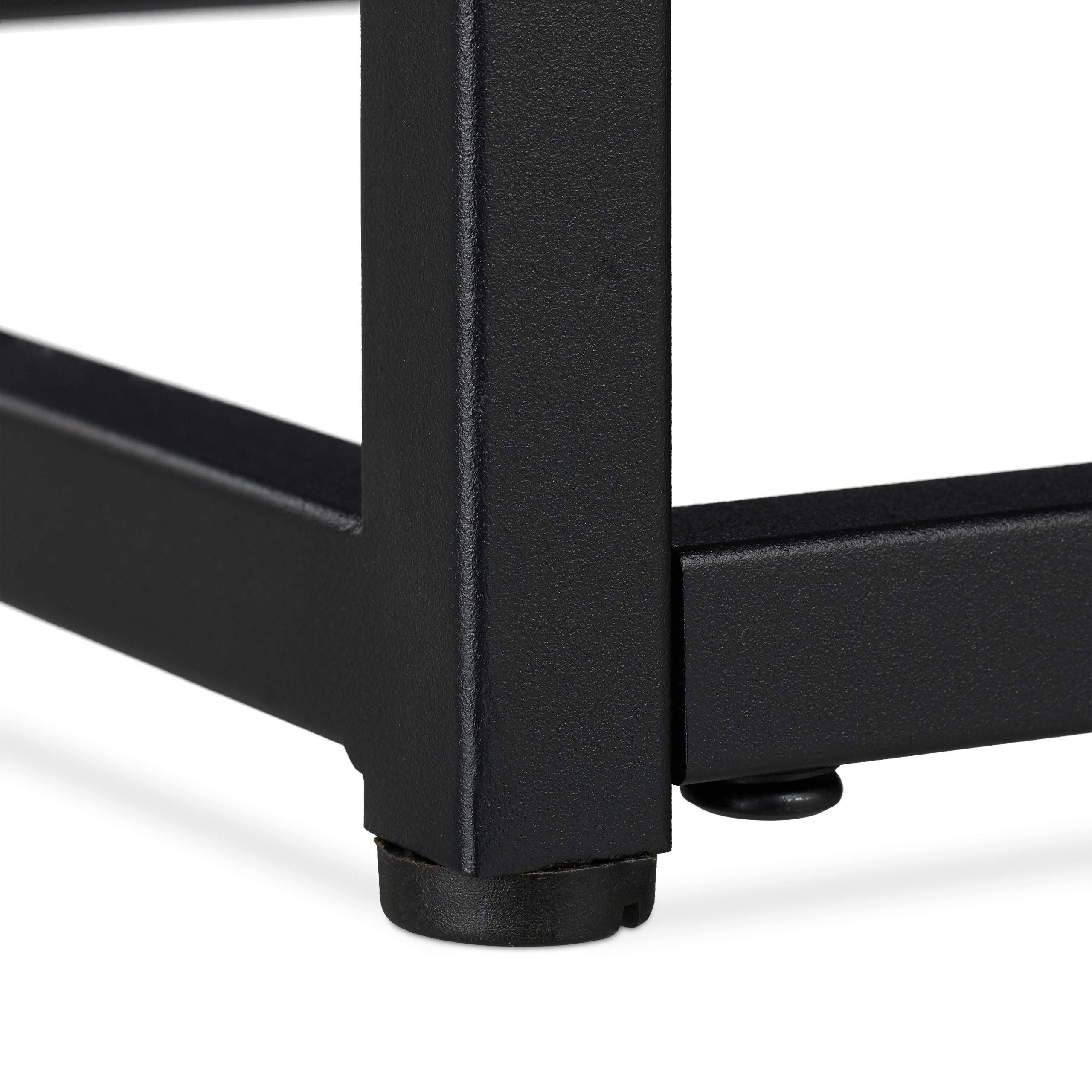 Relaxdays Tavolino da Divano, Ripiano in MDF, Vetro & Metallo, Design Moderno, Elegante Tavolino da Salotto, HLP 42x90x50 cm, Nero
