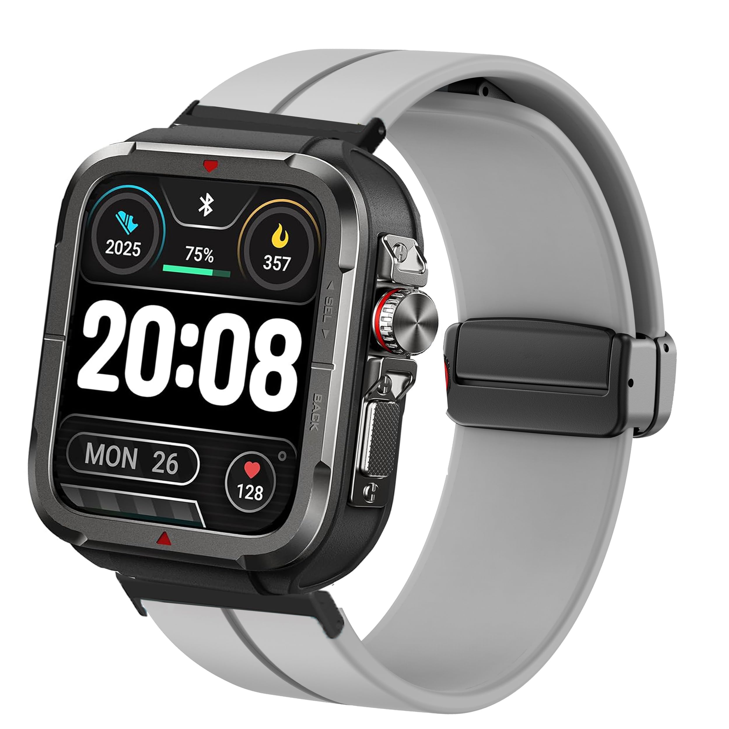 Lamshaw Compatible for SKG R8 Smart Watches Bands, Soft Silicone Magnetic Buckle Sport Wristband Replacement Straps Compatible for SKG R8 1.8'' Fitness Tracker Smart Watches (Gray)