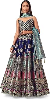 PURVAJA Women's Jacquard Semi-Stitched Lehenga choli(Chahat) Price In India