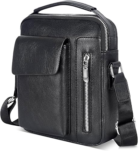 Bolso cruzado pequeño para hombre, de piel sintética, bolso de mensajero, bolsa cruzada, bolsa de hombro, bolsa de pecho, trabajo, viajes al aire