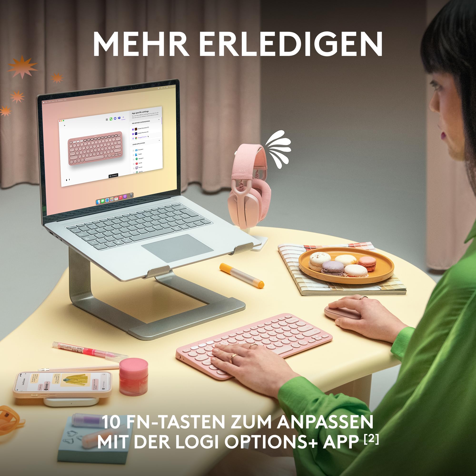 Logitech Pebble Keys 2 K380s, kabellose Multi-Device Bluetooth-Tastatur mit anpassbaren Sondertasten, schlank, mobil, Easy-Switch - Windows, macOS, iPadOS, Android, ChromeOS, Deutsches QWERTZ-Graphit