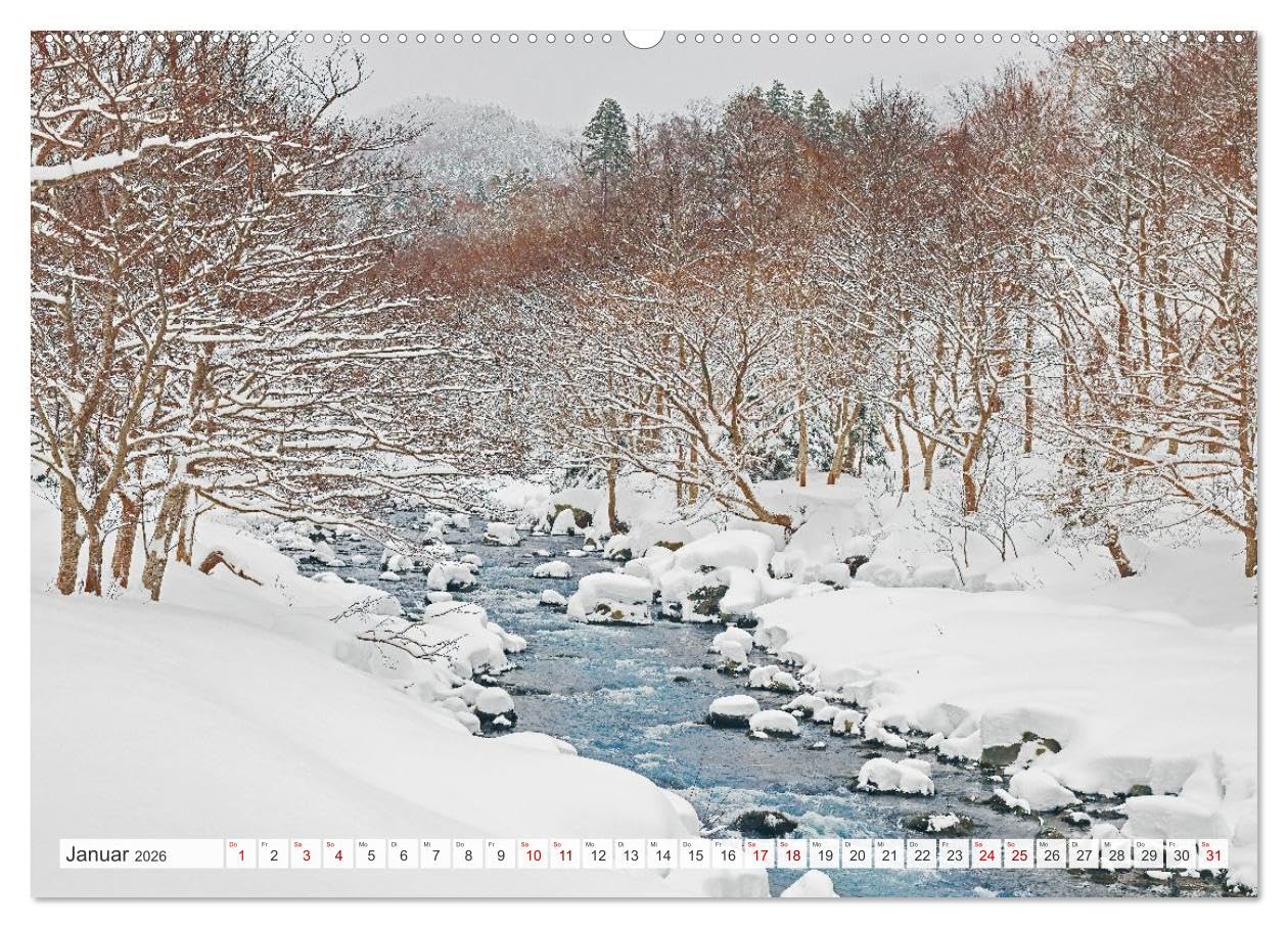 Wildes Japan - Hokkaido im Winter (hochwertiger Premium Wandkalender 2026 DIN A2 quer), Kunstdruck in Hochglanz: Hokkaido im hohen Norden Japans ist im Winter ein weißes Wunderland.