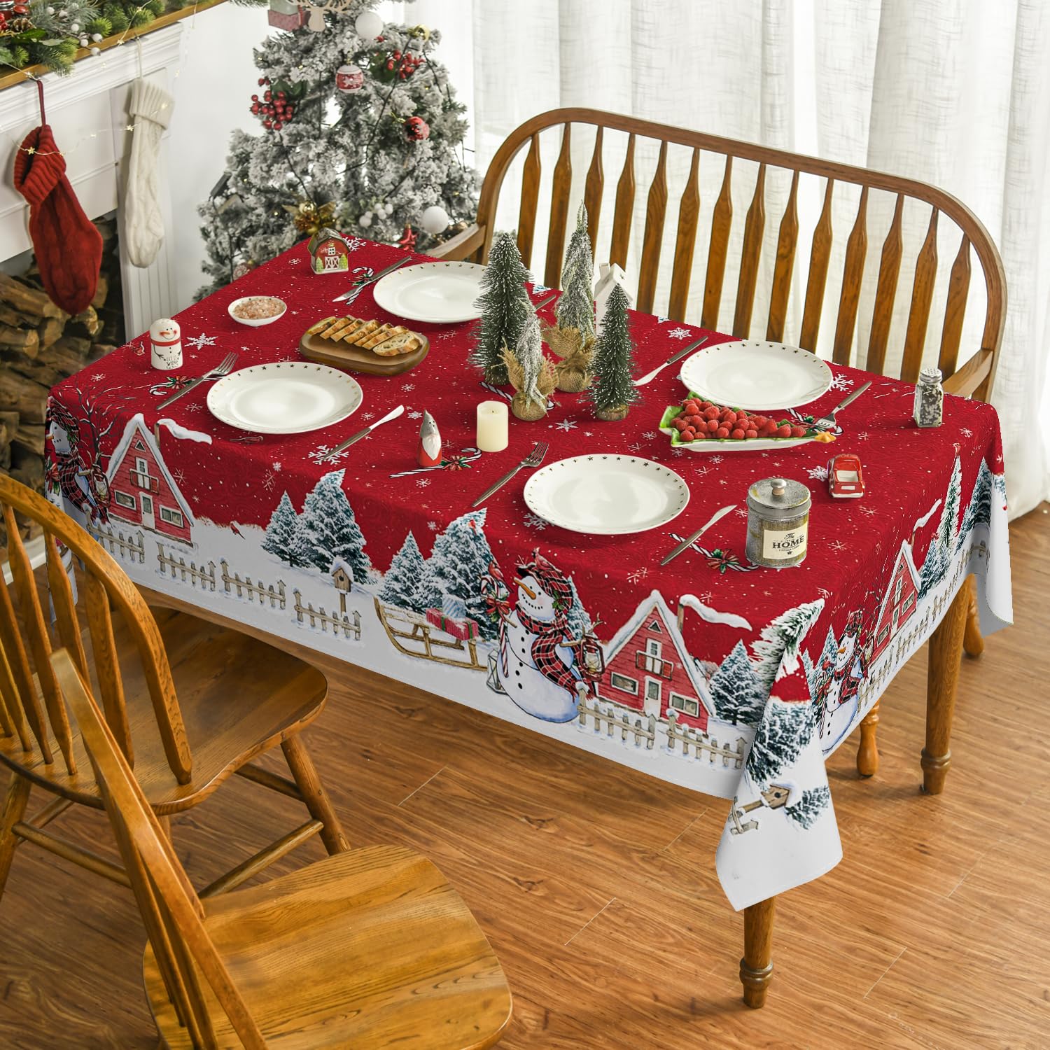 Weihnachtsbaum Rock 122cm Rot - Schneemann Design B Produktbild-Vorschau 6
