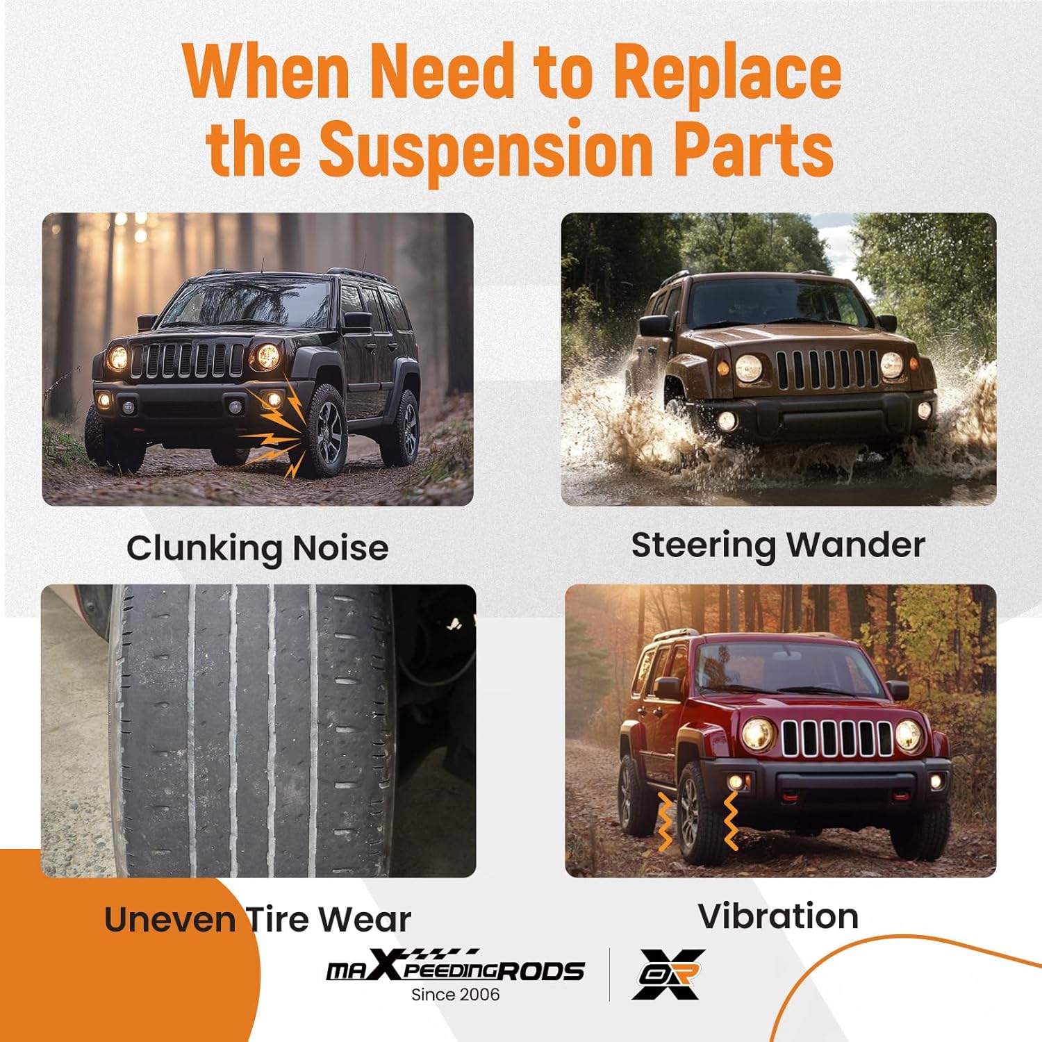 maXpeedingrods 8Pcs Rear Suspension Kit for Jeep Patriot/Compass 2007-2009 for Dodge Caliber 2007-2012, Upper Lower Control Arms Kit with Sway Bar Links Lateral Links