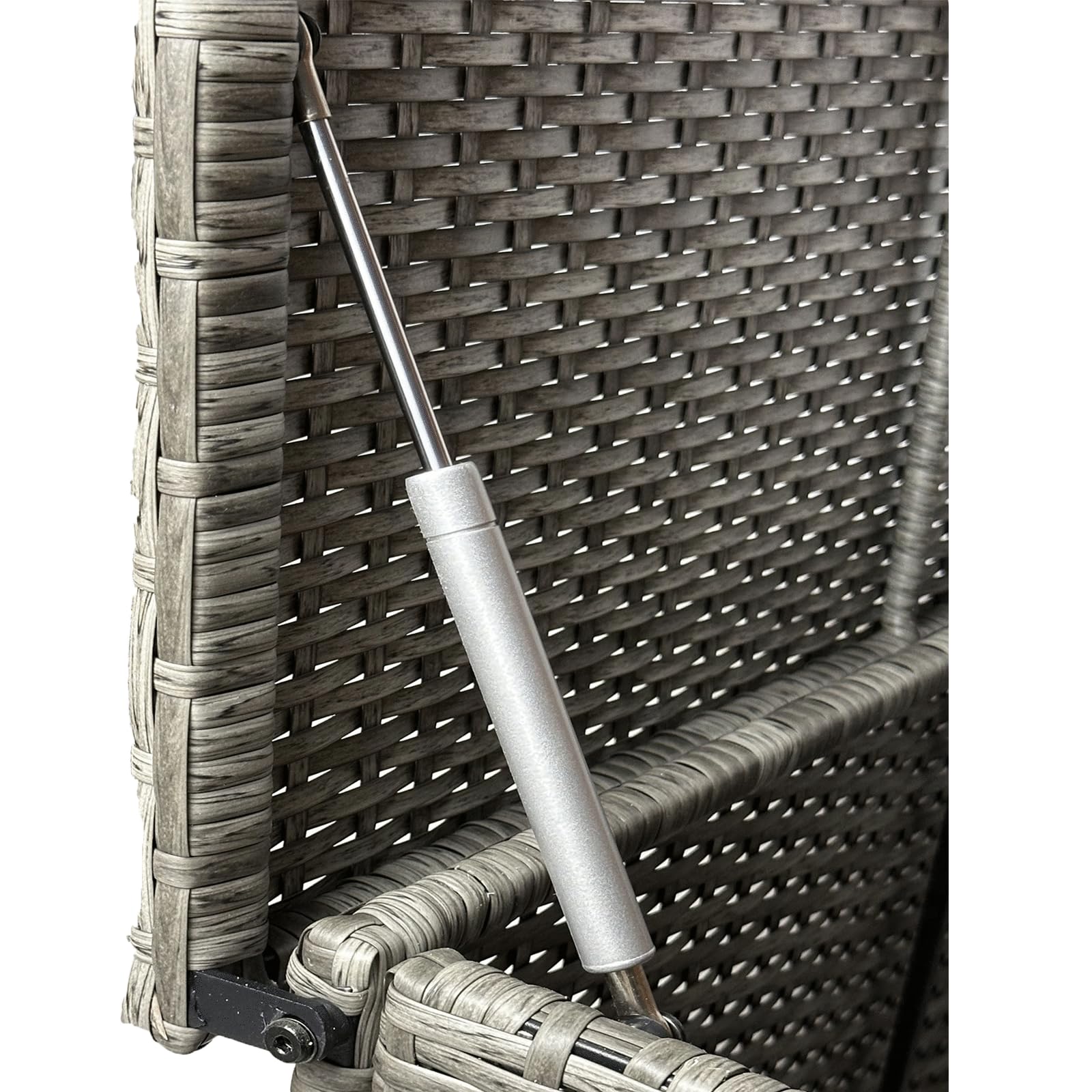 Baúl de almacenamiento de mimbre, 30 x 17 x 18 pulgadas, 160 L, baúl de mimbre tejido a mano con tapa que se mantiene abierta, soporta 200 libras, color gris
