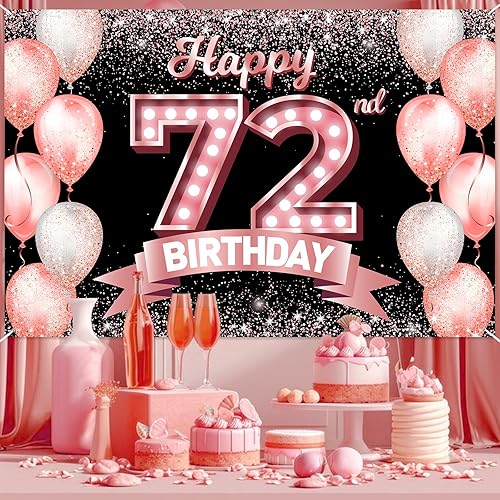 Vista 323 de Happy 21st Birthday Rose Gold Banner Backdrop Cheers to 21 Years Old Confetti Balloons Theme Decor Decorations for Women 21 Years Old Pink Birthday