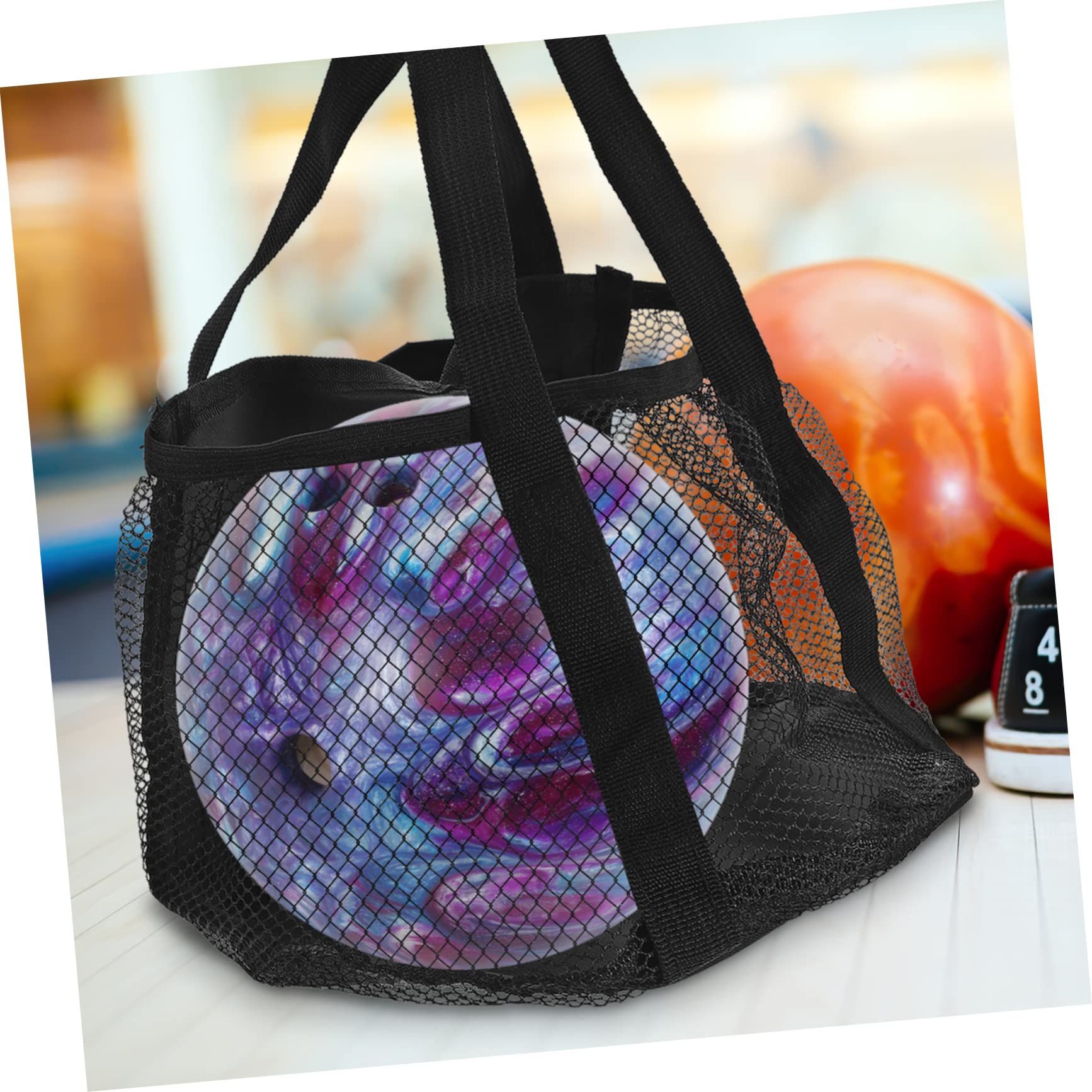 Bowling-Einkaufstasche Balltasche Sportball -Tasche Bowlingtasche Sporttasche Im Mesh-Design Bälle Tasche Bowling -Bag -Rucksack Bowlingzubehör Reisen Oxford-Stoff Schwarz