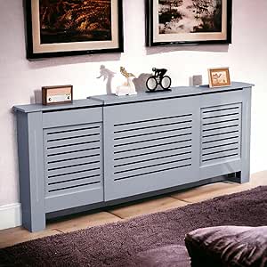 Radiator Cover Grey, Adjustable Radiator Cover, Modern Slatted Grey ...