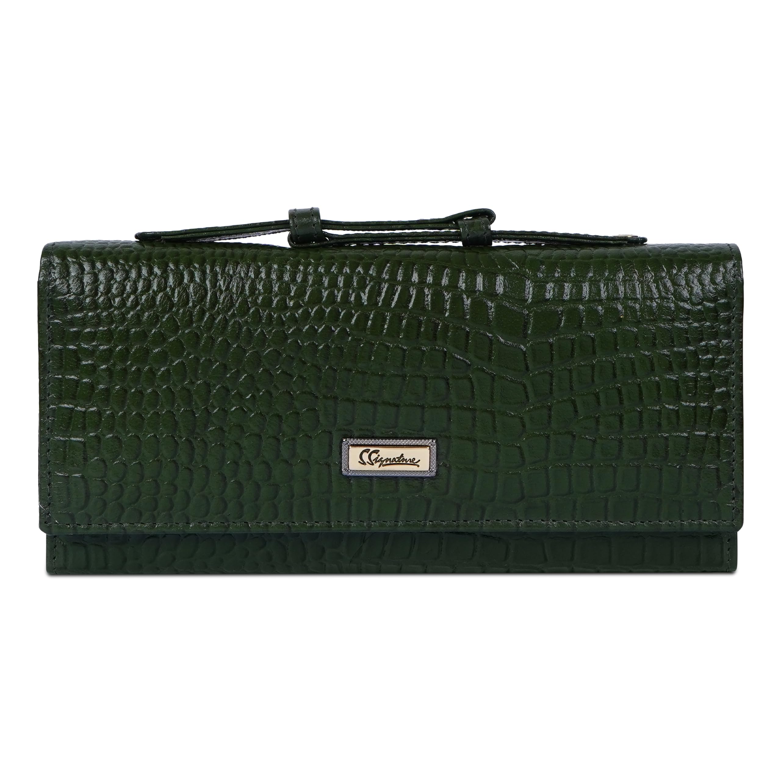 Signature 100% Pure Leather Women’s Clutch Bag -Croco Texture Wallet with Mobile Slot, Multi-Card Holder and Money Organizer, Large Capacity Travel Purse-image-31