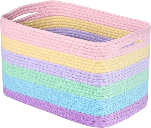 Miniatura 13 de MINTWOOD Design Cesta de almacenamiento para estantes, cestas decorativas para organizar, cesta para libros, caja de cubo de almacenamiento