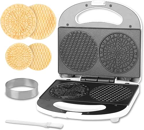 Mini Pizzelle Maker Machine with a 3'' Cutter, Mini Stroopwafel